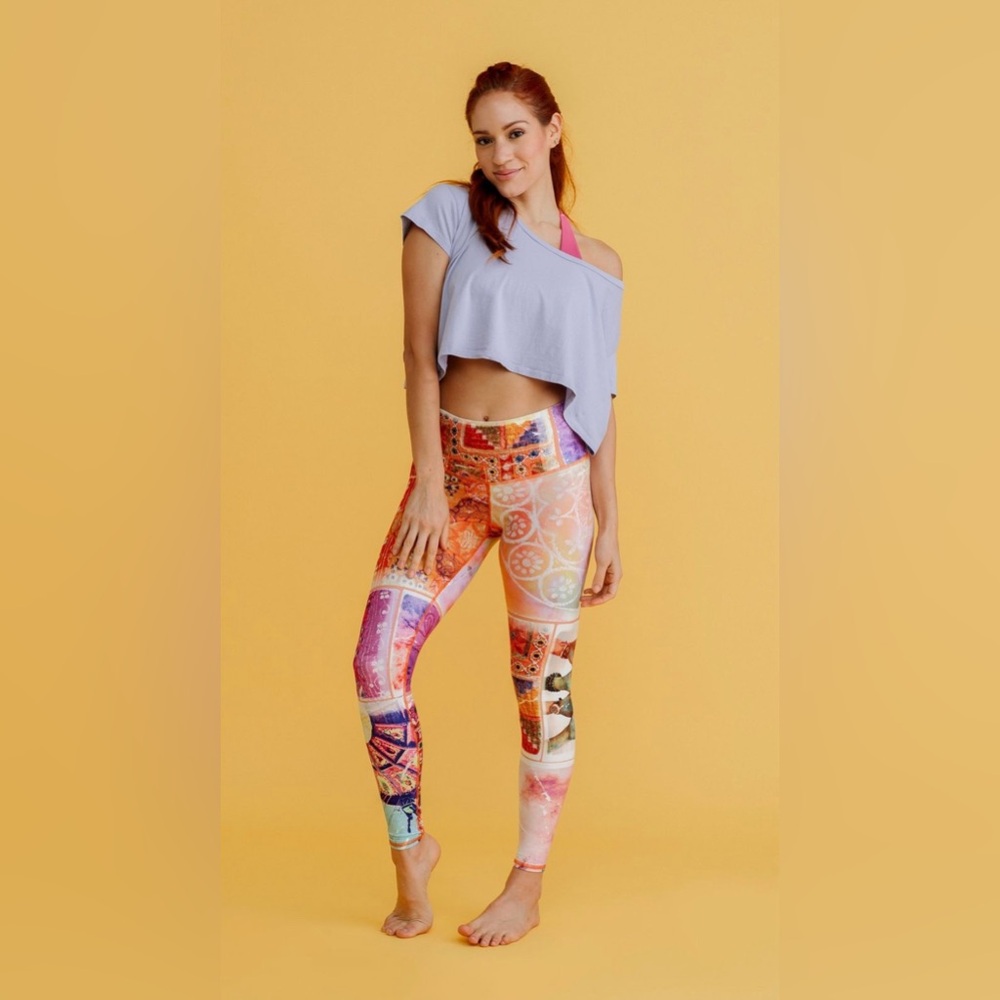 NIYAMA SOL Ladies Women’s Size Extra Small Pink & Orange Leggings Yoga P…